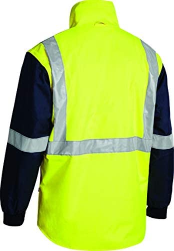 Bisley Workwear UKBK6975_TT04 Rain Jacket Two Tone Hi-Vis Long Sleeve 5-in-1 - Yellow/Navy, M Brand: Bisley Workwear