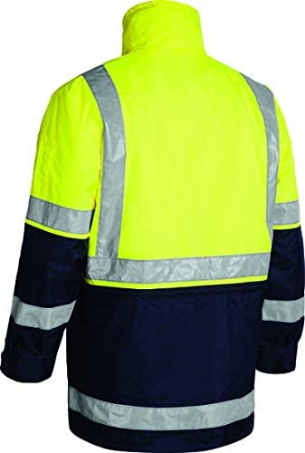 Bisley Workwear UKBK6975_TT04 Rain Jacket Two Tone Hi-Vis Long Sleeve 5-in-1 - Yellow/Navy, M Brand: Bisley Workwear