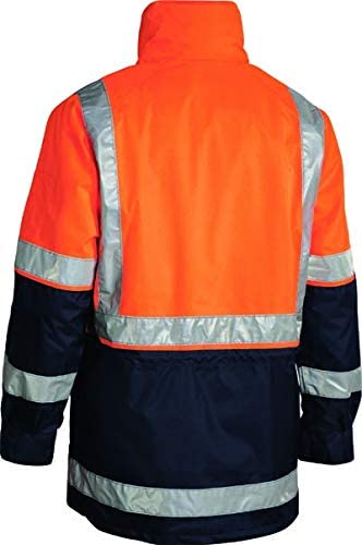 Bisley Workwear UKBK6975_BT05 Rain Jacket Two Tone Hi-Vis Long Sleeve 5-in-1 - Orange/Navy, 5XL