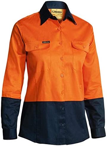 Bisley Workwear Womens 2 Tone Hi Vis Drill Shirt - Long Sleeve