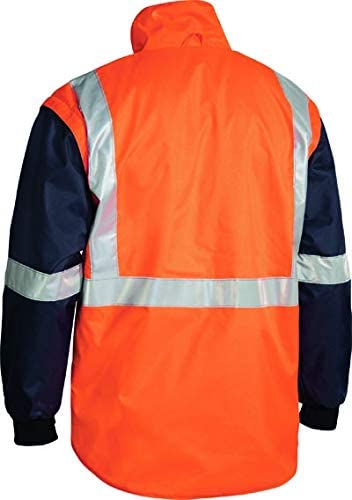 Bisley Workwear UKBK6975_BT05 Rain Jacket Two Tone Hi-Vis Long Sleeve 5-in-1 - Orange/Navy, 5XL