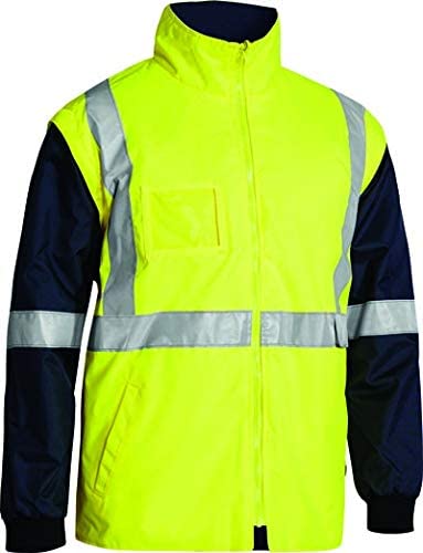 Bisley Workwear UKBK6975_TT04 Rain Jacket Two Tone Hi-Vis Long Sleeve 5-in-1 - Yellow/Navy, M Brand: Bisley Workwear