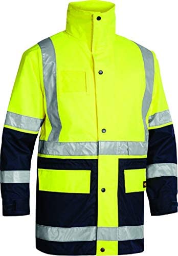 Bisley Workwear UKBK6975_TT04 Rain Jacket Two Tone Hi-Vis Long Sleeve 5-in-1 - Yellow/Navy, M Brand: Bisley Workwear