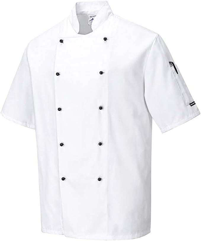 Portwest Unisex Kent Chefs Jacket Short Sleeve