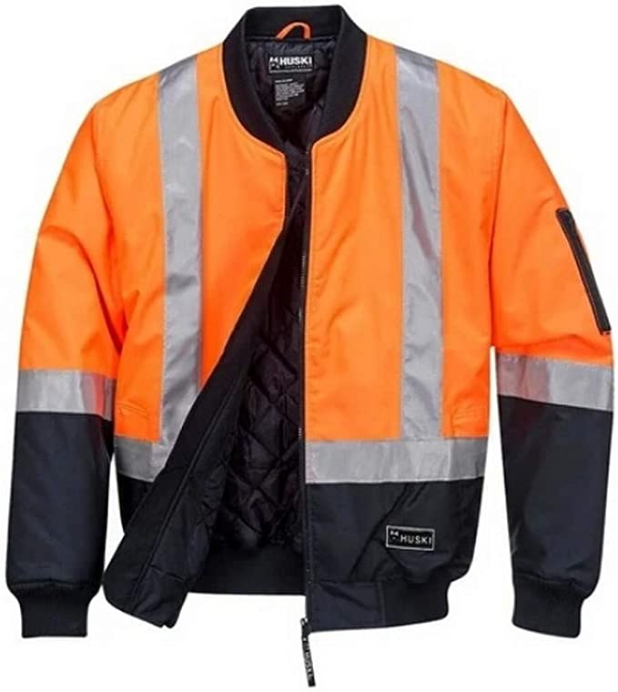 Huski Mens Hi-Vis Bomber 4-in-1 Jacket, Yellow/Navy, 3X-Large