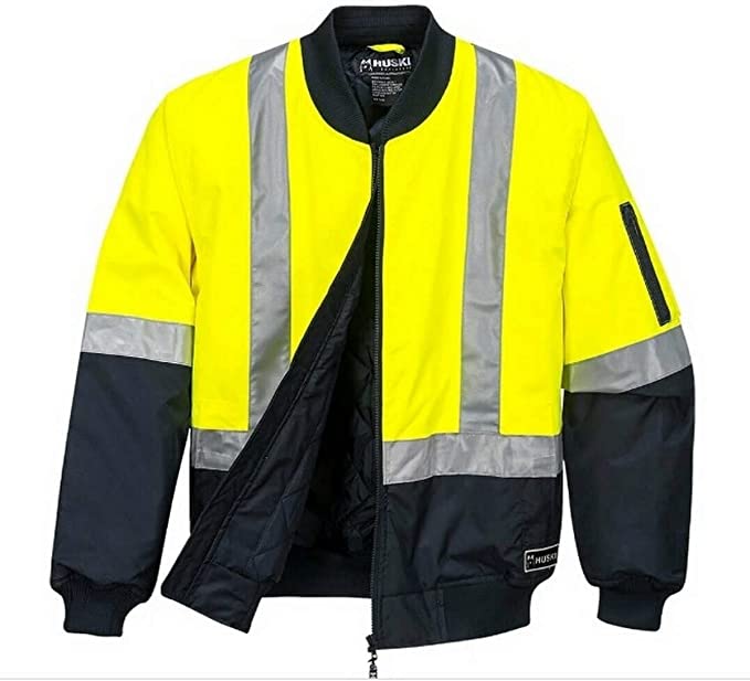 Huski Mens Hi-Vis Bomber 4-in-1 Jacket, Yellow/Navy, 3X-Large