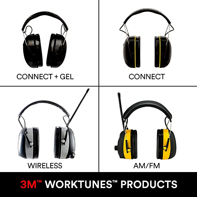 WorkTunes Connect + Gel Ear Cushions Hearing Protector with Bluetooth Wireless Technology, NRR 23 dB, Bluetooh Headphones for Mowing, Snowblowing, Construction, Work Shops Brand: 3M