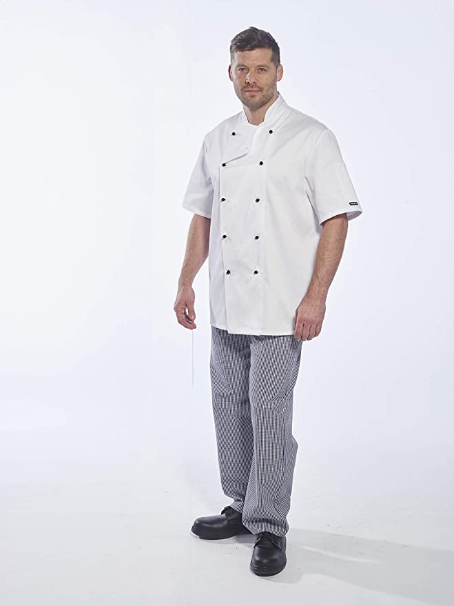 Portwest Unisex Kent Chefs Jacket Short Sleeve