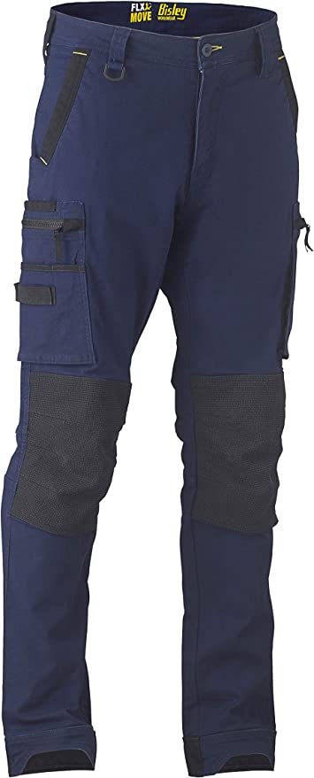 Bisley Workwear UKBPC6333_BPCT Flex & Move Cargo Trousers Stretch Utility Zip with Knee Pockets-Navy, 52S