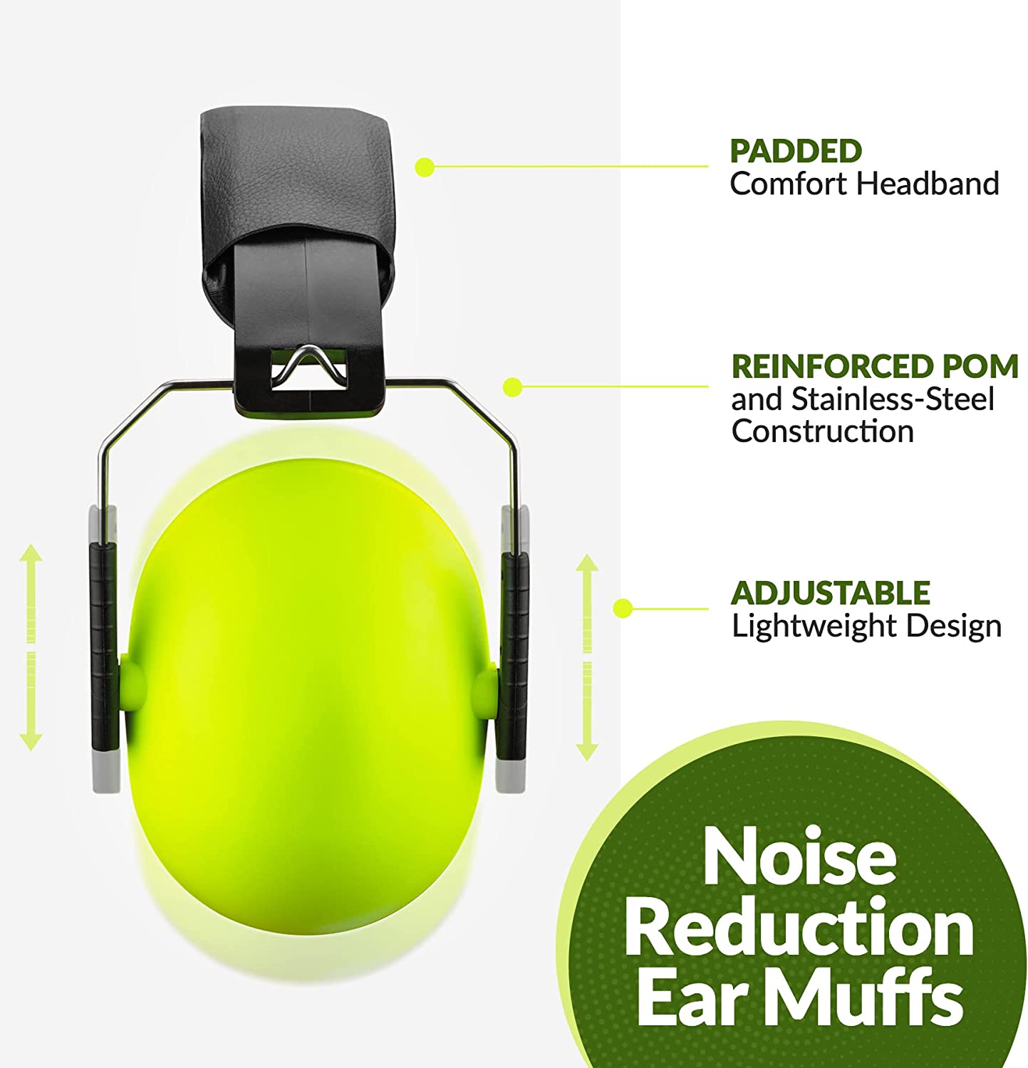 Brand: MEDca Hearing Protection Ear Muffs - Lime Green Hearing Protection and Noise Cancelling Reduction Safety Ear Muffs, Fits Children and Adults, Perfect for Shooting, Hunting, Woodworking and More by MEDca