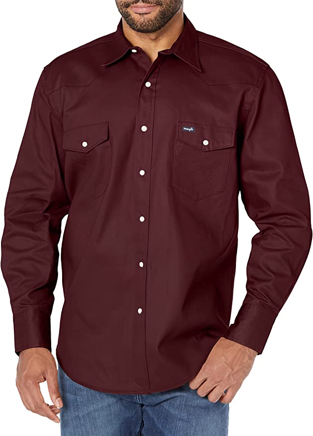 Wrangler Men's Authentic Cowboy Cut Work Western Long-Sleeve Firm Finish