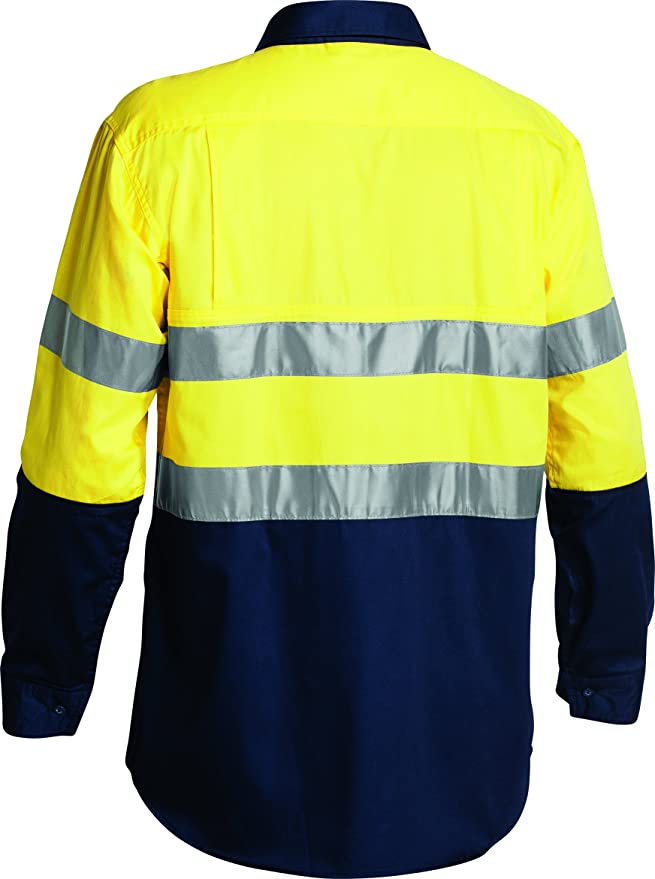 BISLEY WORKWEAR Men's BS6896_TT01 3M Taped Two Tone HI VIS Cool Lightweight Shirt - Long Sleeve Assorted