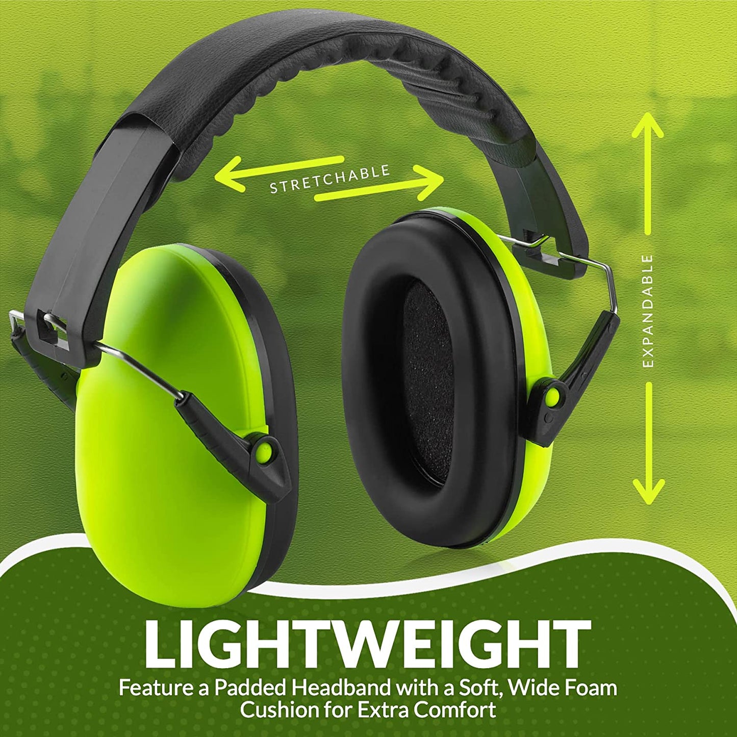 Brand: MEDca Hearing Protection Ear Muffs - Lime Green Hearing Protection and Noise Cancelling Reduction Safety Ear Muffs, Fits Children and Adults, Perfect for Shooting, Hunting, Woodworking and More by MEDca