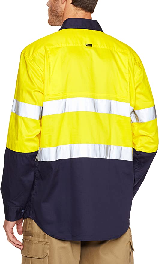 BISLEY WORKWEAR Men's BS6896_TT01 3M Taped Two Tone HI VIS Cool Lightweight Shirt - Long Sleeve Assorted