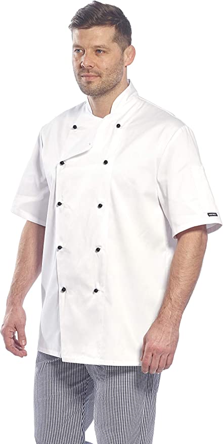 Portwest Unisex Kent Chefs Jacket Short Sleeve