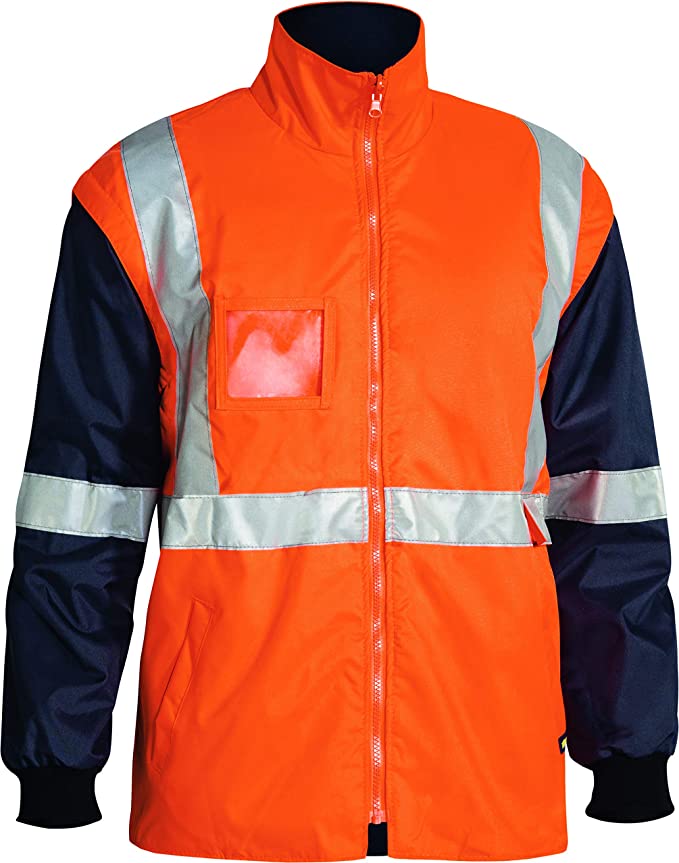 Bisley Workwear UKBK6975_BT05 Rain Jacket Two Tone Hi-Vis Long Sleeve 5-in-1 - Orange/Navy, 5XL