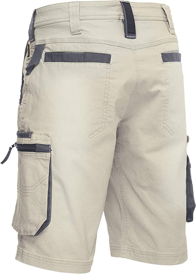 Bisley Workwear UKBSHC1330_BSTN Flex & Move Stretch Utility Zip Cargo Shorts - Stone