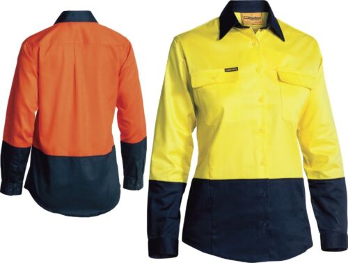 Bisley Workwear Womens 2 Tone Hi Vis Drill Shirt - Long Sleeve